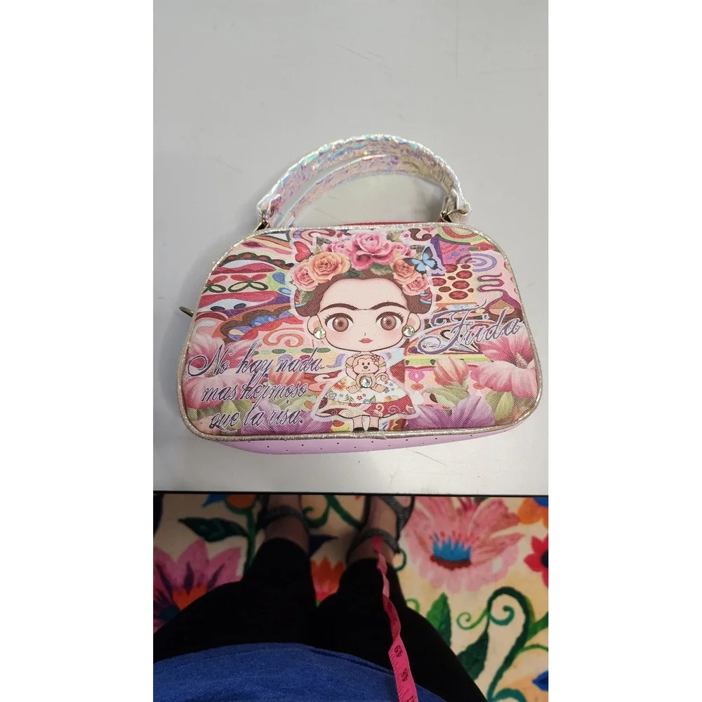 Frida Kahlo Graphic Satchel Bag Women Small Multicolor Excellent